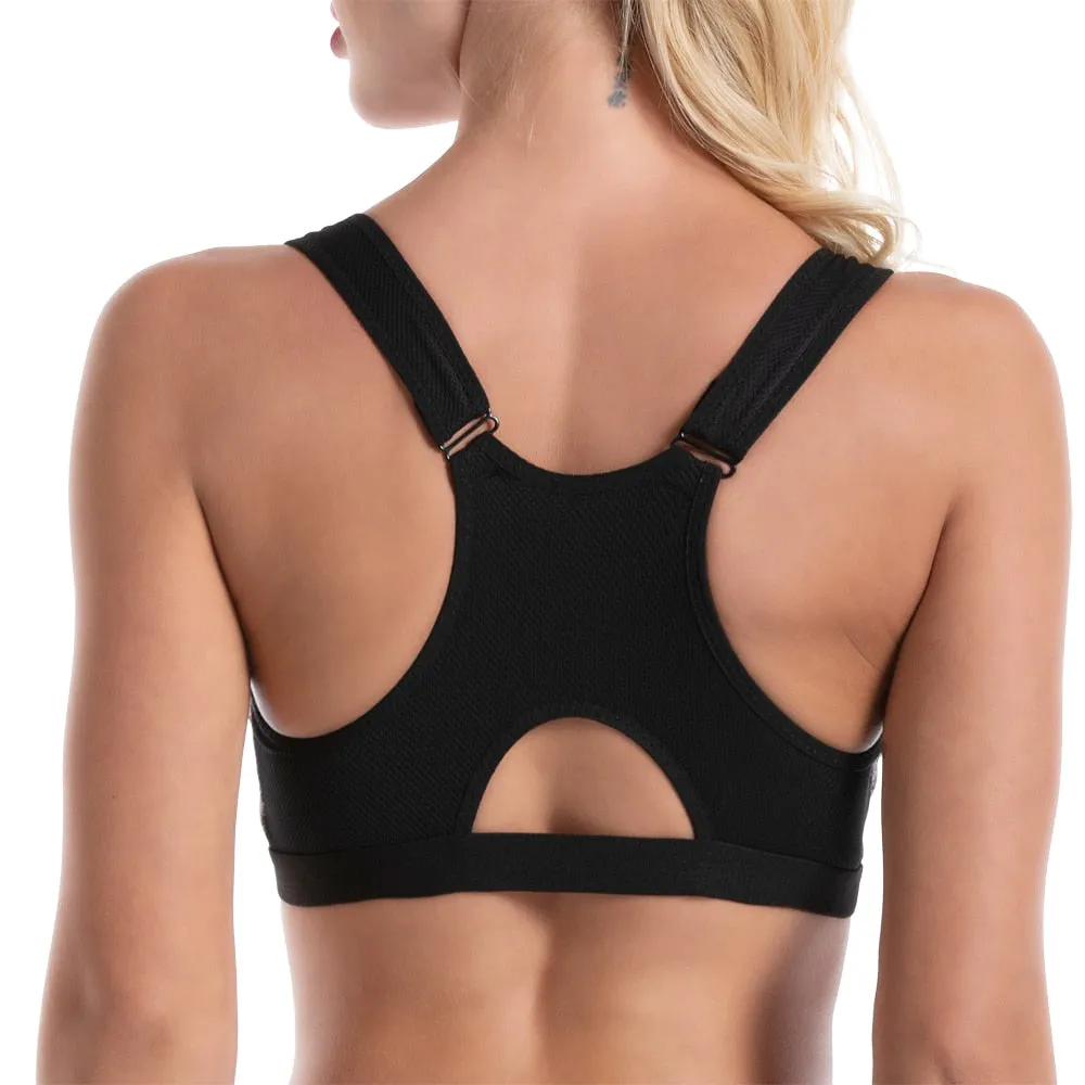 Stylish Breathable Women's High Impact Push Up Sports Bras For Running Yoga