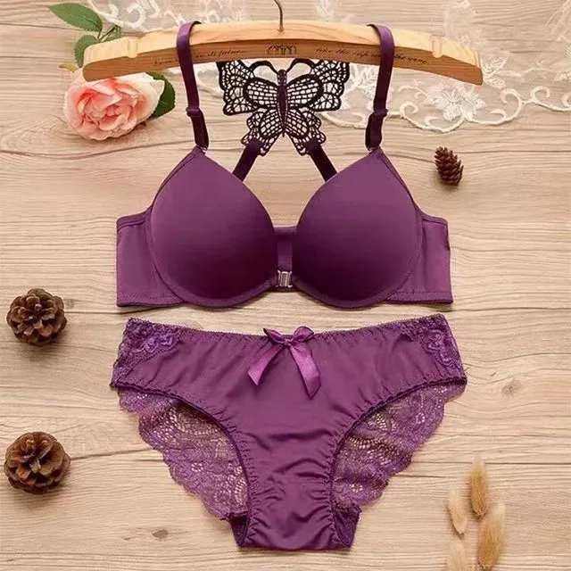 Stylish Front-Close Butterfly Push-Up Bra