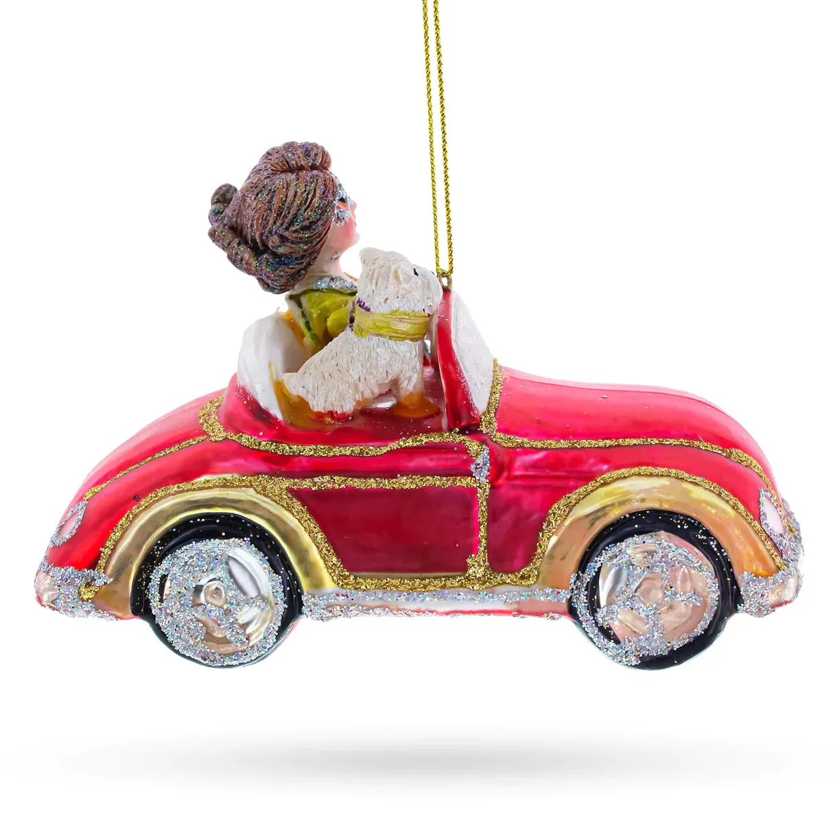 Stylish Woman Driving Cabriolet Ornament PS