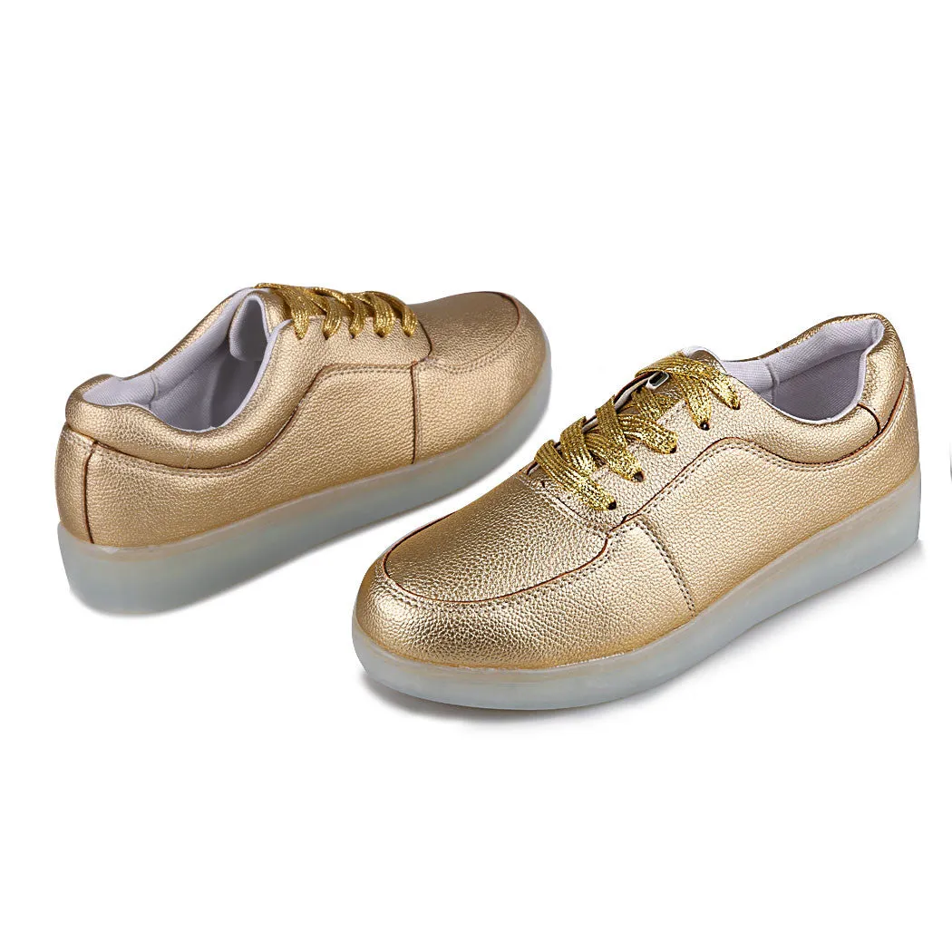 Unisex Cool LED Light Lace Up Luminous  Flat Sneaker Shoes