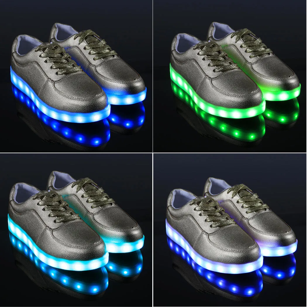 Unisex Cool LED Light Lace Up Luminous  Flat Sneaker Shoes