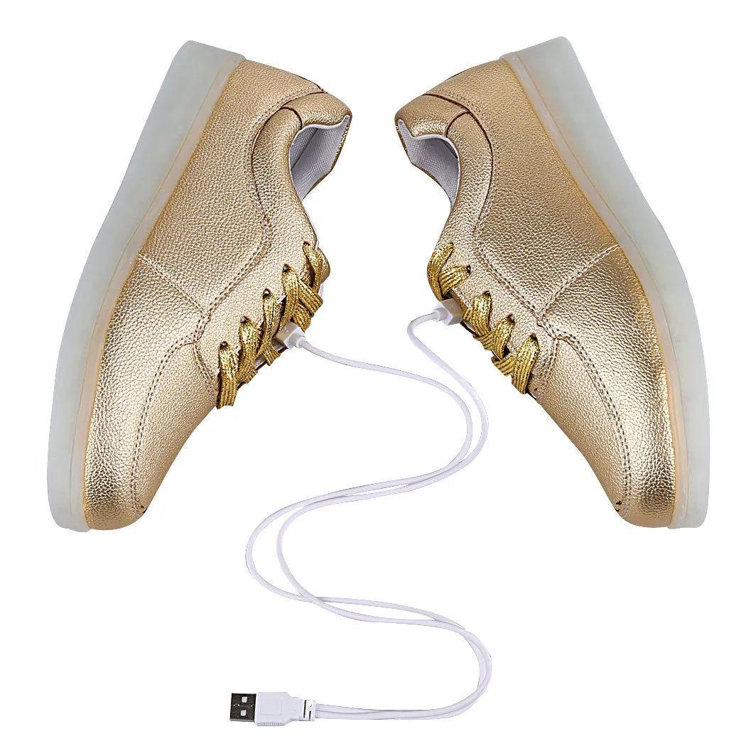 Unisex Cool LED Light Lace Up Luminous  Flat Sneaker Shoes