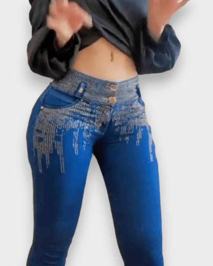 Women's High Waist Personalized Jeans Trousers