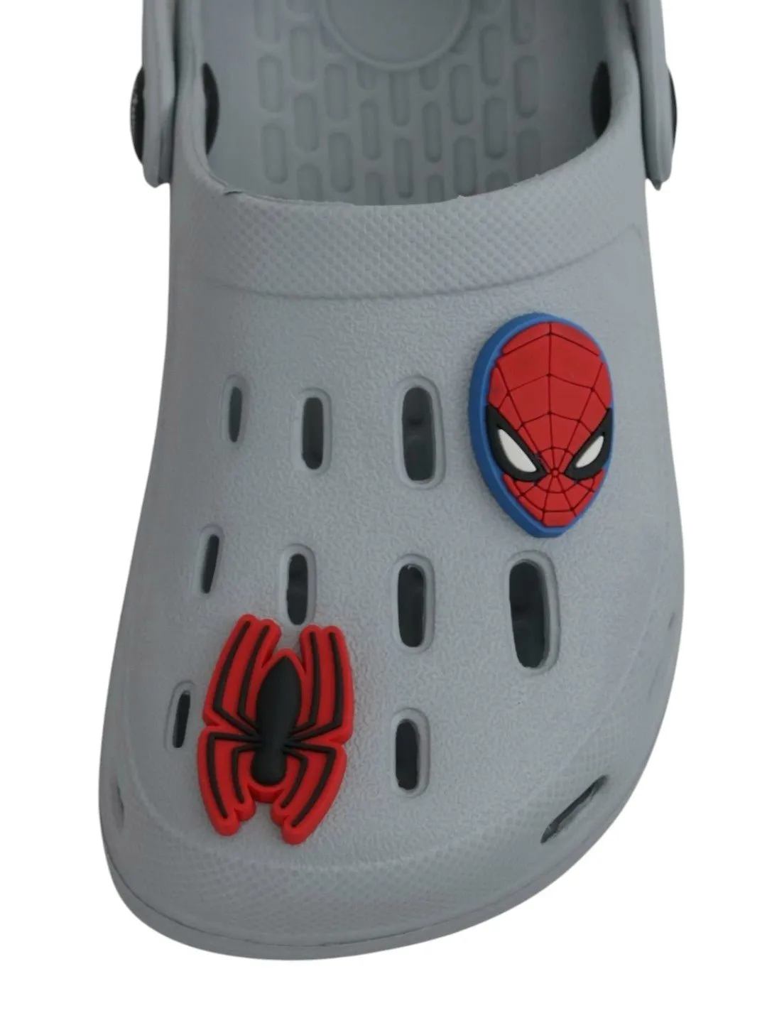 Yellow Bee Boys’ Marvel Spider-Man Clogs with Web & Hero Charms – Grey
