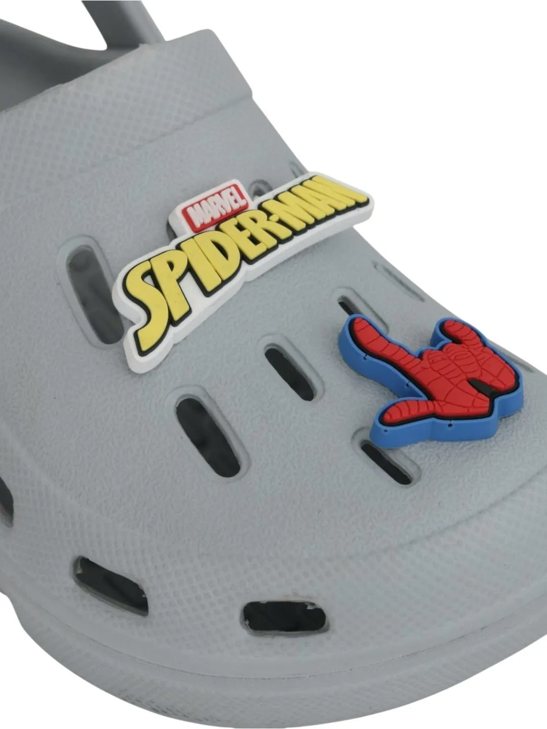 Yellow Bee Boys’ Marvel Spider-Man Clogs with Web & Hero Charms – Grey