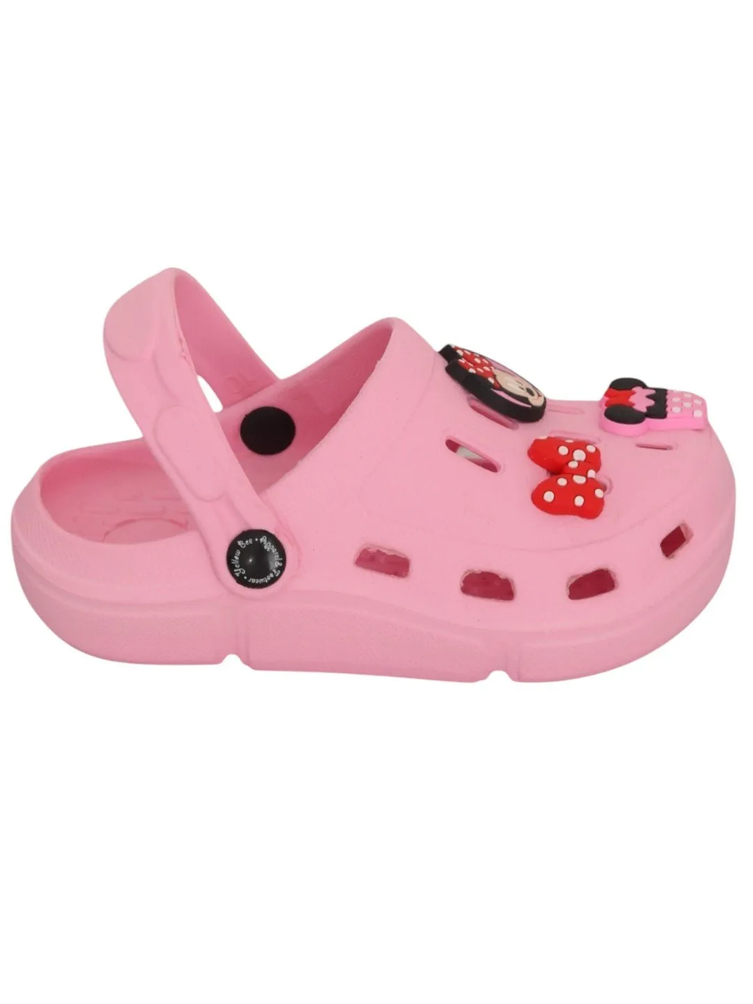 Yellow Bee Girls’ Disney Minnie Mouse Clogs with Bow & Cupcake Charms – Pink