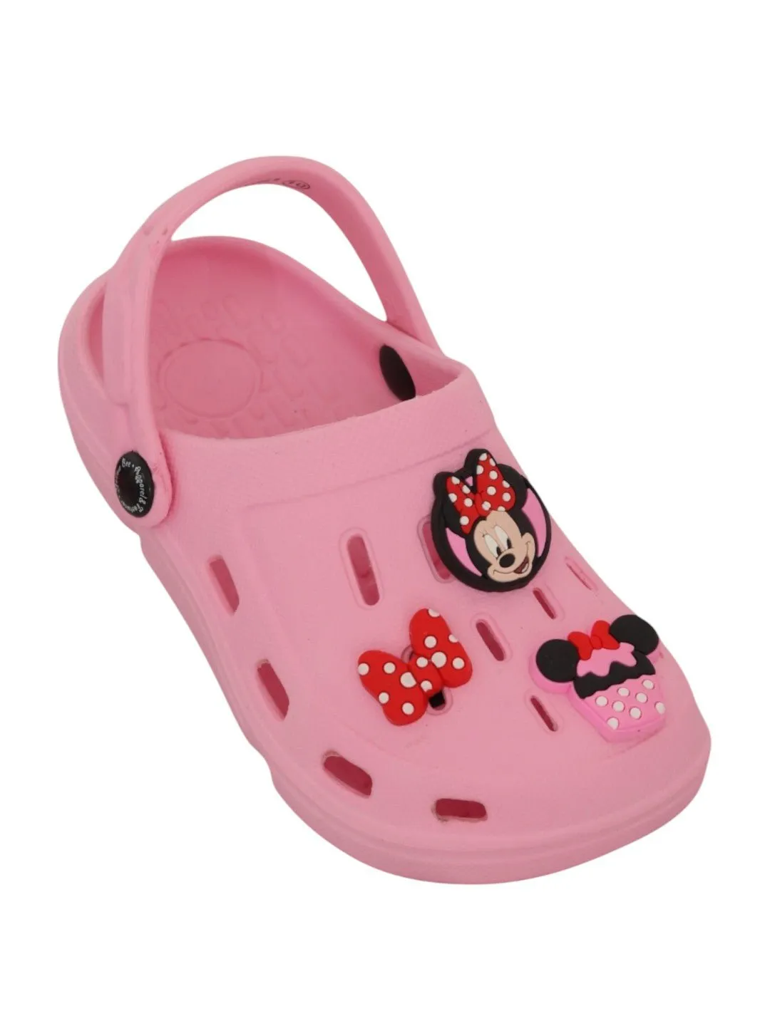 Yellow Bee Girls’ Disney Minnie Mouse Clogs with Bow & Cupcake Charms – Pink