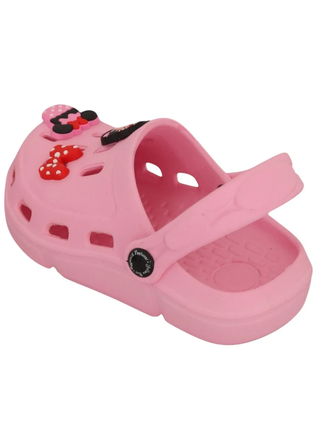 Yellow Bee Girls’ Disney Minnie Mouse Clogs with Bow & Cupcake Charms – Pink